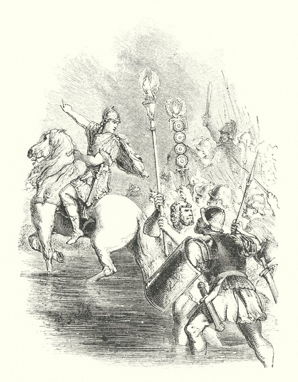 Caesar překračující Rubikon (rytina) od John (after) Gilbert