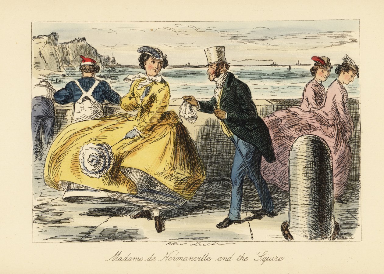 Setkání anglického gentlemana a dámy na promenádě Ramsgate od John (after) Leech