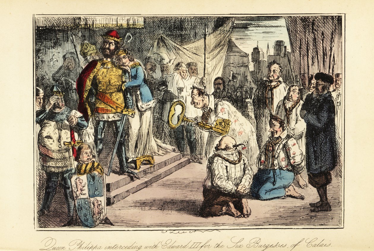 Anglický král Edward III po obléhání Calais v roce 1347 od John (after) Leech