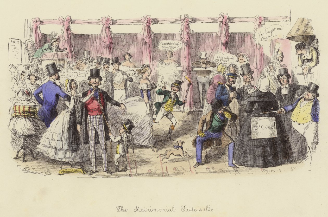 The Matrimonial Tattersalls (kolorovaná rytina) od John (after) Leech