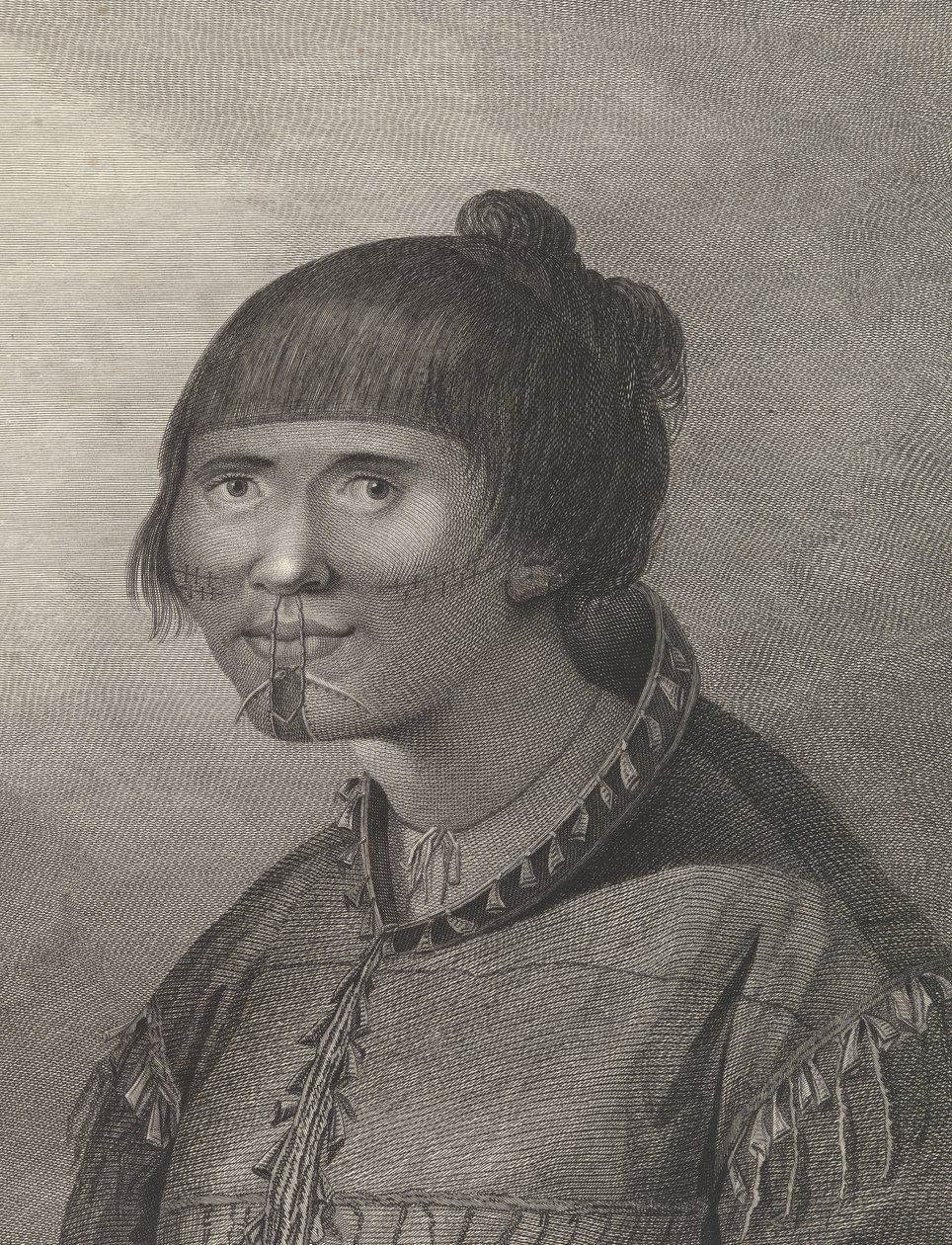 Žena z Onalašky, konec 18. století (rytina) od John (after) Webber