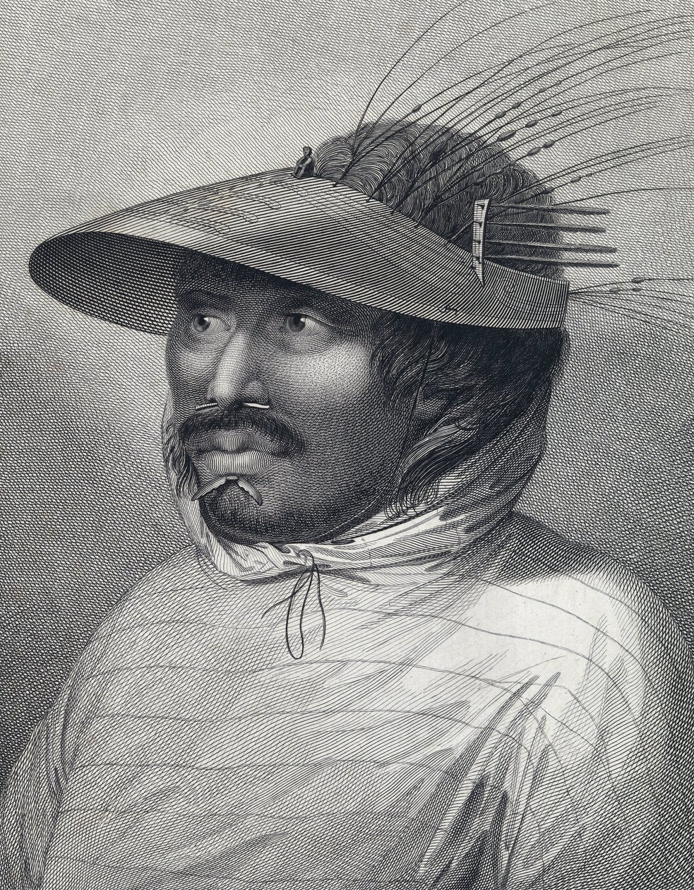 Portrét muže z Oonalashky (nebo Unalaska, Aljaška, Spojené státy). Rytina z konce 18. století, autor William Sharp () , podle Johna Webbera (1751-1793). od John (after) Webber
