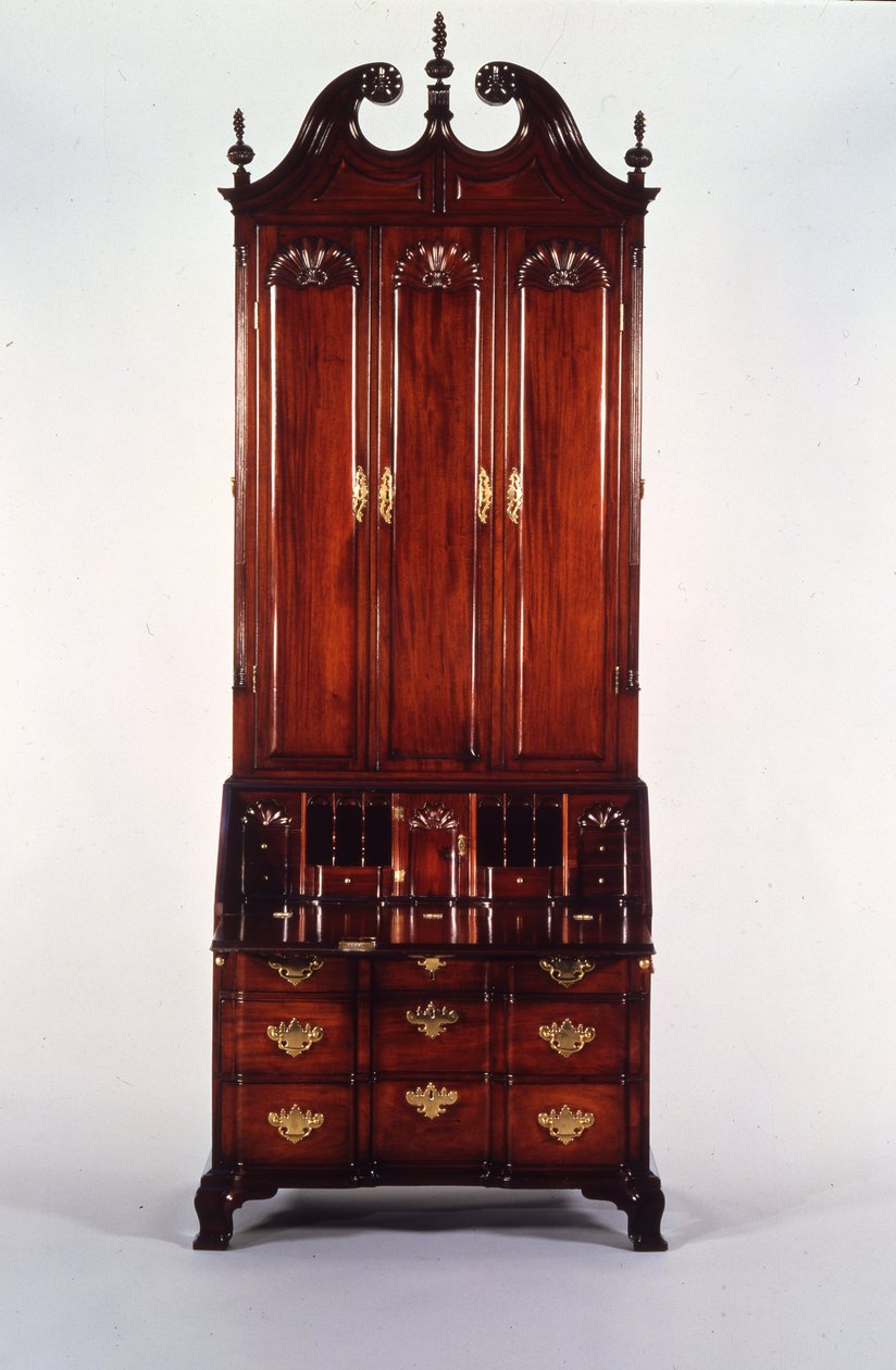 Dřevěný stůl a knihovna Nicholas Brown Chippendale, cca 1760-70 (mahagon) od John (attr. to) Goddard