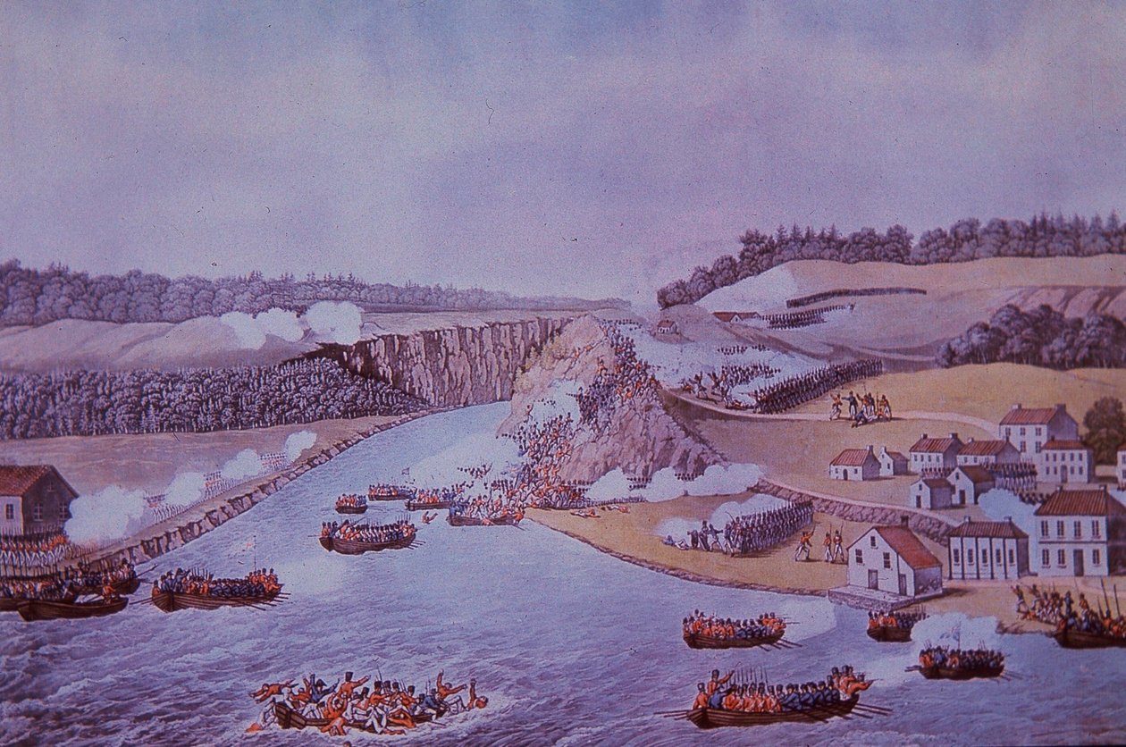 Bitva o Queenston Heights (barevné lito) od Walter Charles Mills