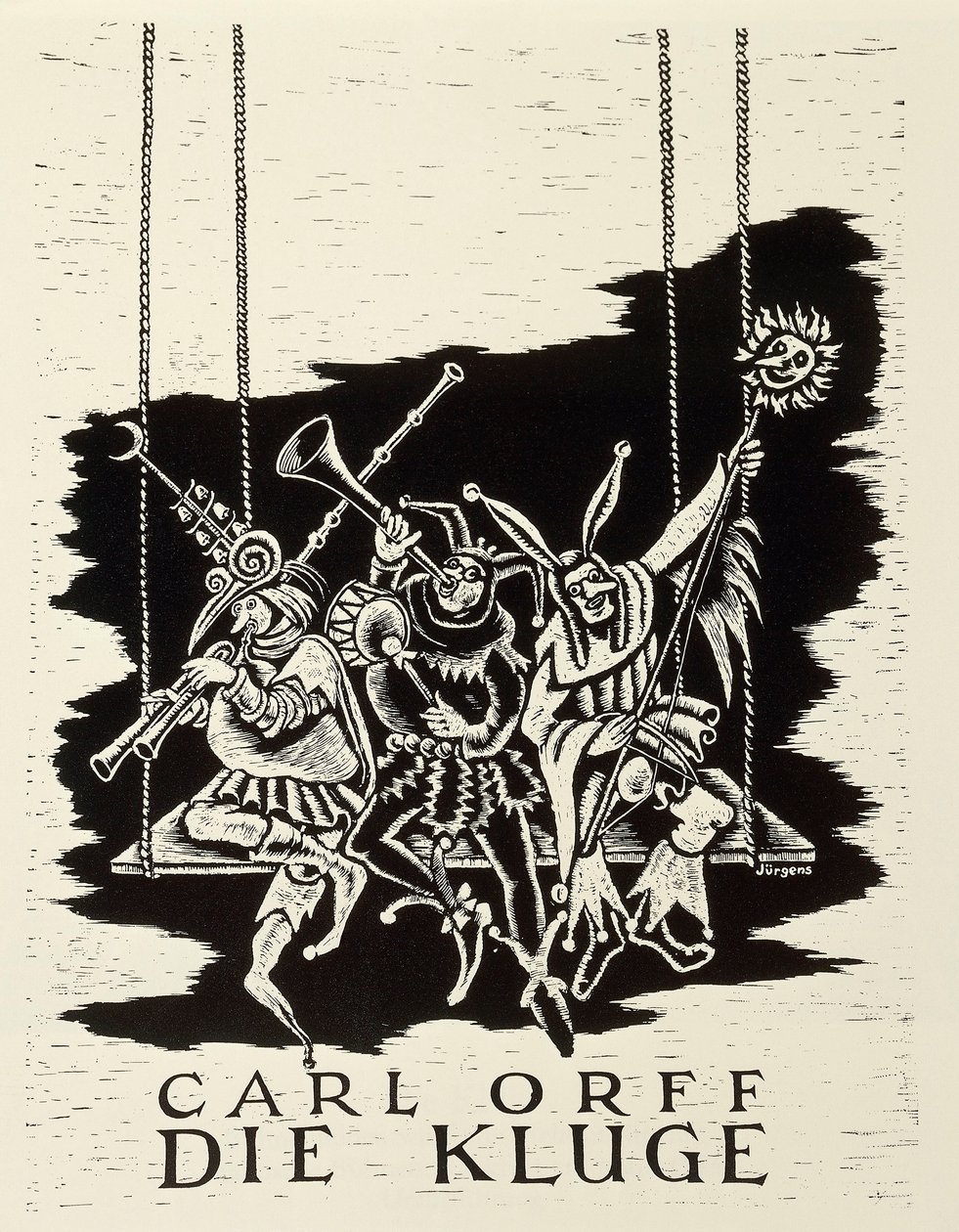 Německo, diessen am ammersee, Playbill pro premiéru Die Kluge (Moudrá žena) Carla Orffa (1895-1982) ve Frankfurtu od Walter Charles Mills