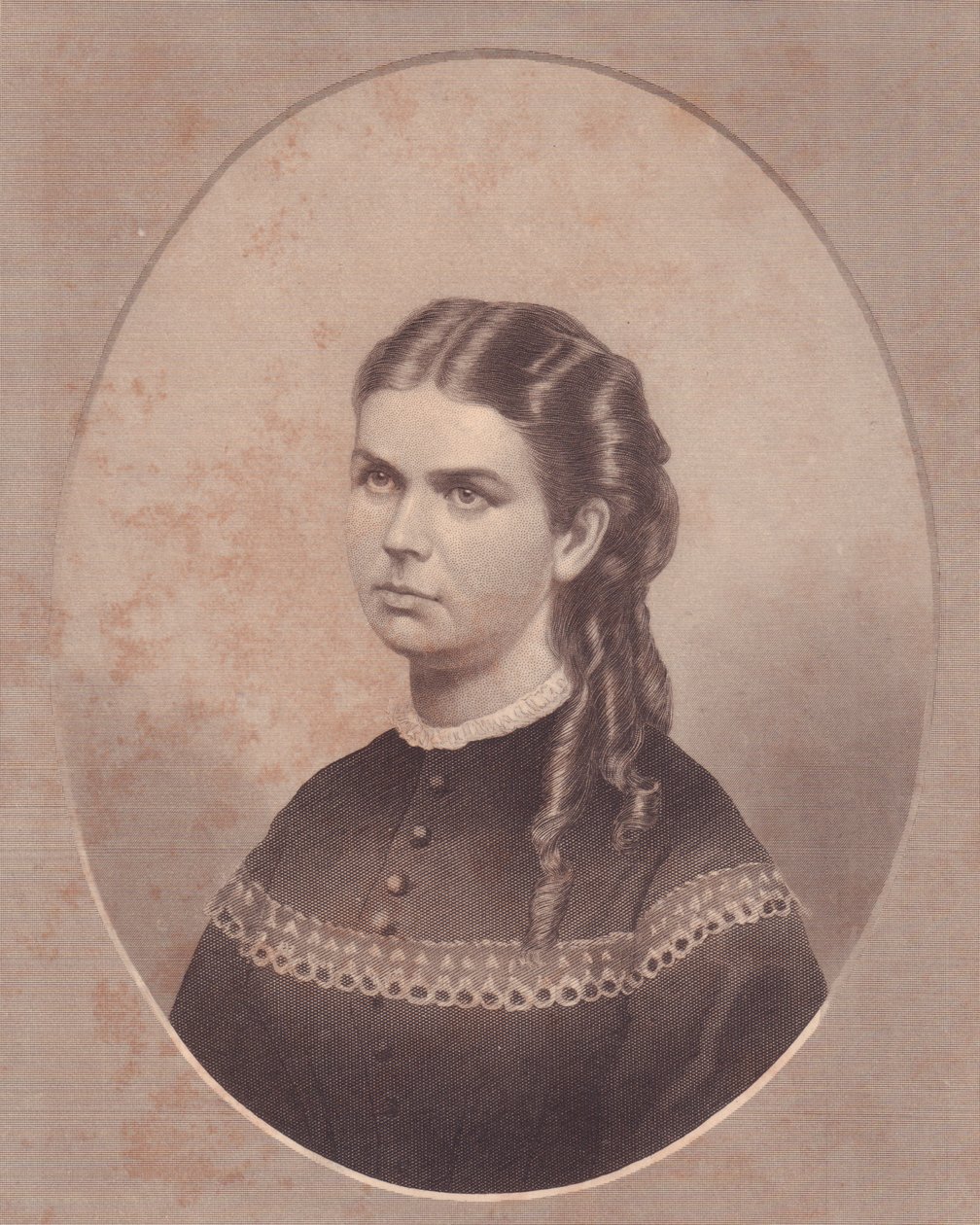 Portrét Ady Kinsmanové (1845-1871), manželky reverenda Edwarda Archibalda Wanlesse, rytina FE Jones, cca 1870 od Walter Charles Mills