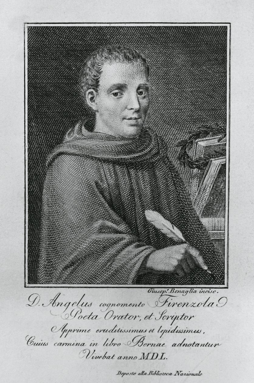 Portrét Agnola Firenzuoly (1493-1543), italského spisovatele a humanisty, rytina Giuseppe Benaglia (cca 1796-cca 1830) od Walter Charles Mills