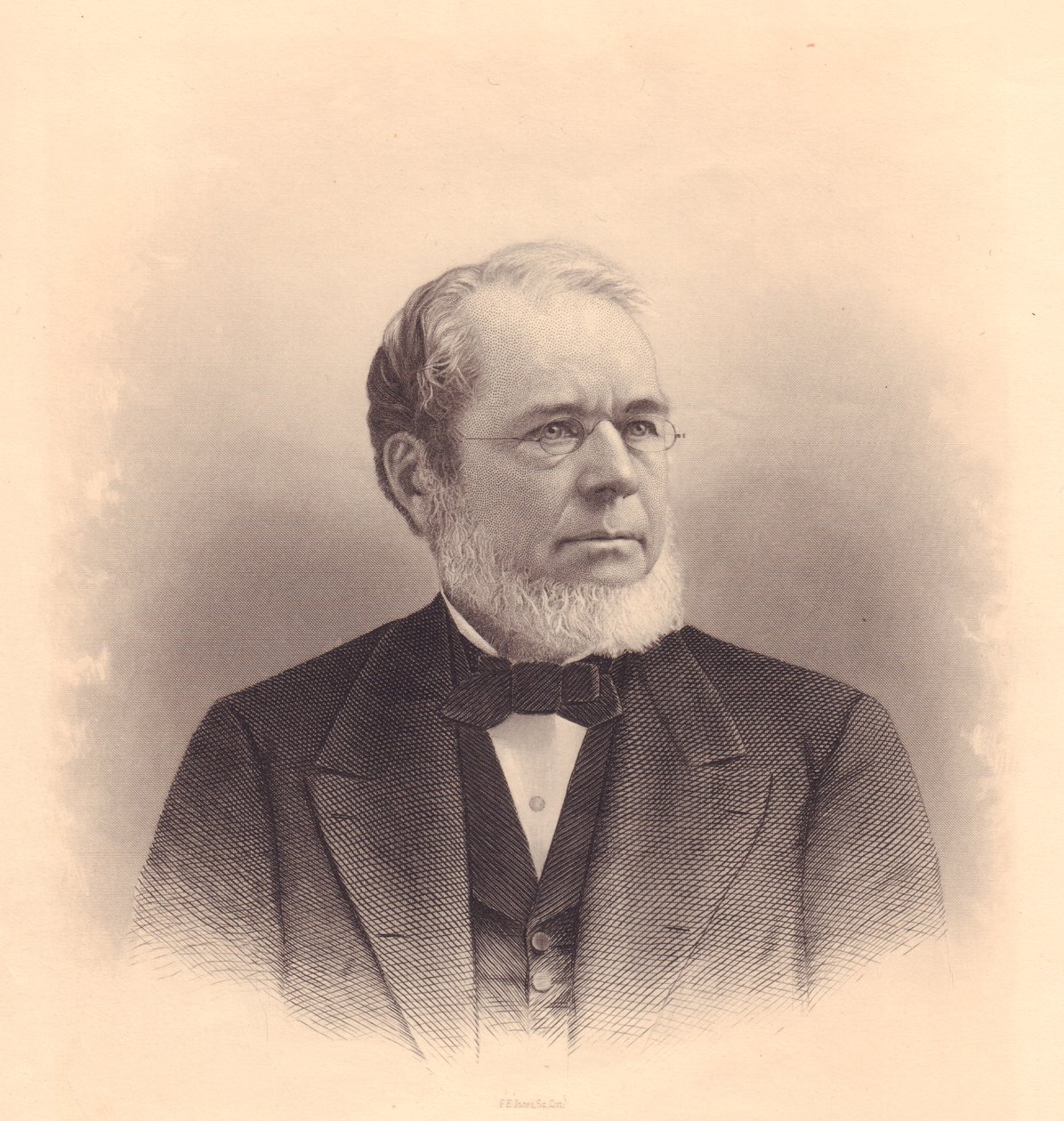 Portrét amerického rytce Andrewa Varicka Stouta (1835-1906), rytina F E Jones z dámského úložiště, Spojené státy americké, cca 1870 od Walter Charles Mills