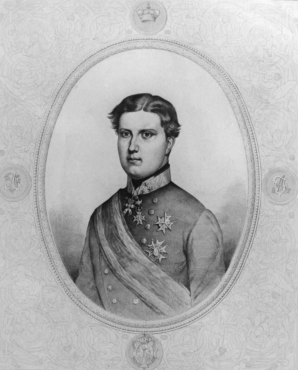 Portrét Ferdinanda IV. Habsbursko-Lotrinského (1835-1908), posledního velkovévody toskánského v letech 1859 až 1860, rytina od Walter Charles Mills