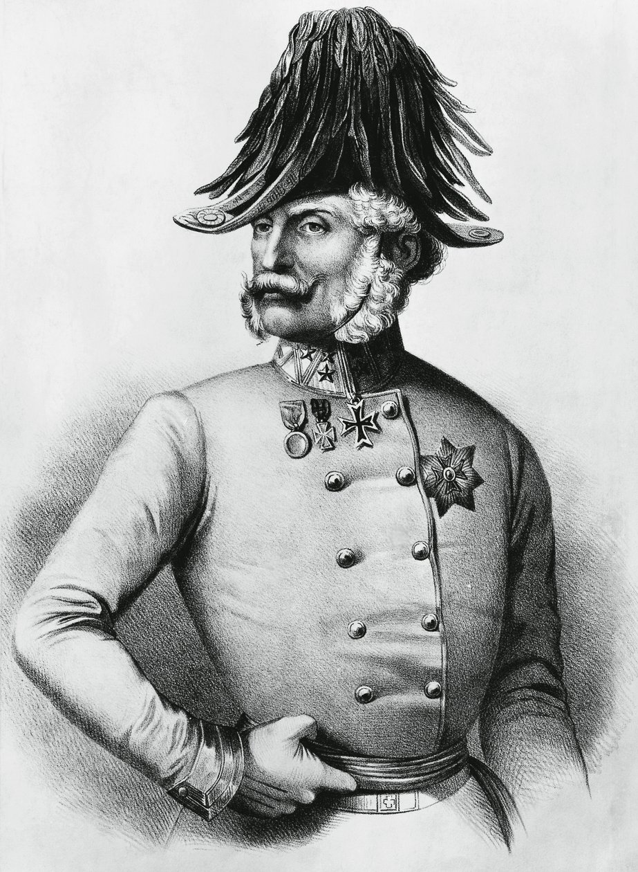 Portrét Ferencze Gyulaie (1798-1868), rakousko-uherského generála a politika, rytina od Walter Charles Mills