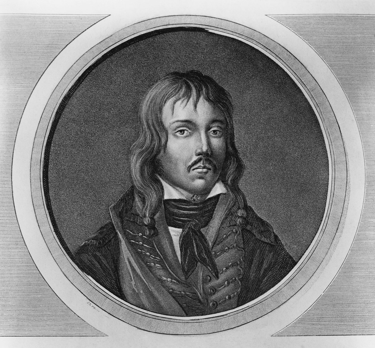 Portrét Francoise Severina Marceau-Desgraviers (1769-1796), francouzský generál revolučních válek, rytina od Walter Charles Mills