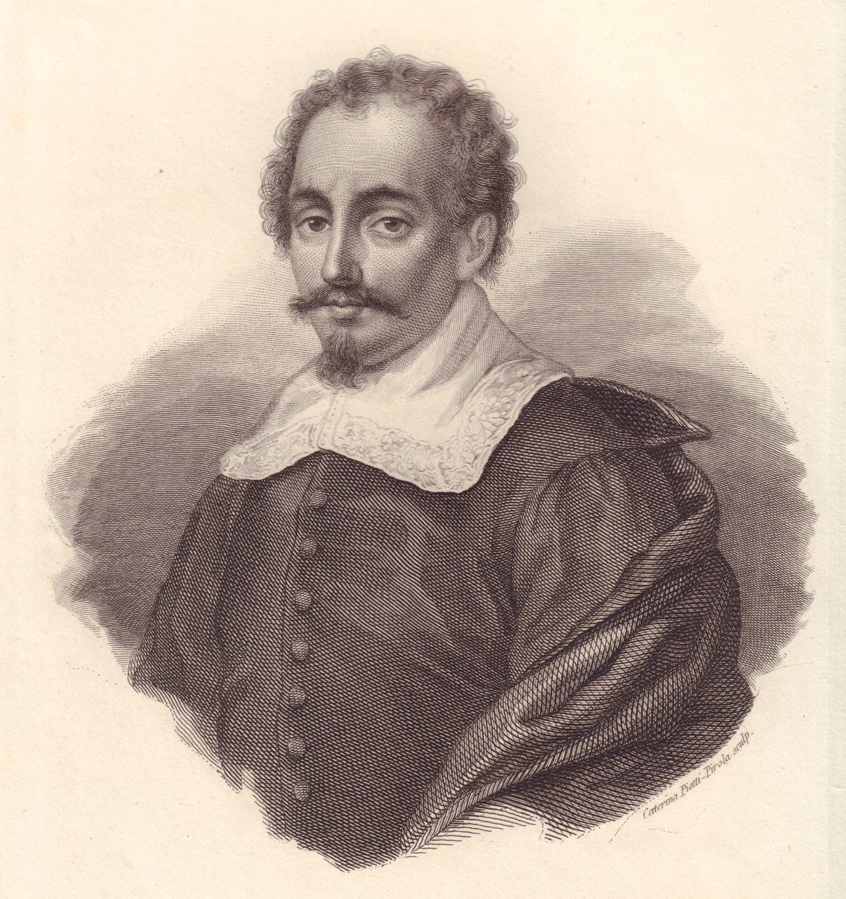 Portrét italského geografa Jacopa Cantelliho (1643-1695), mědirytina Caterina Piotti-Pirola od Walter Charles Mills