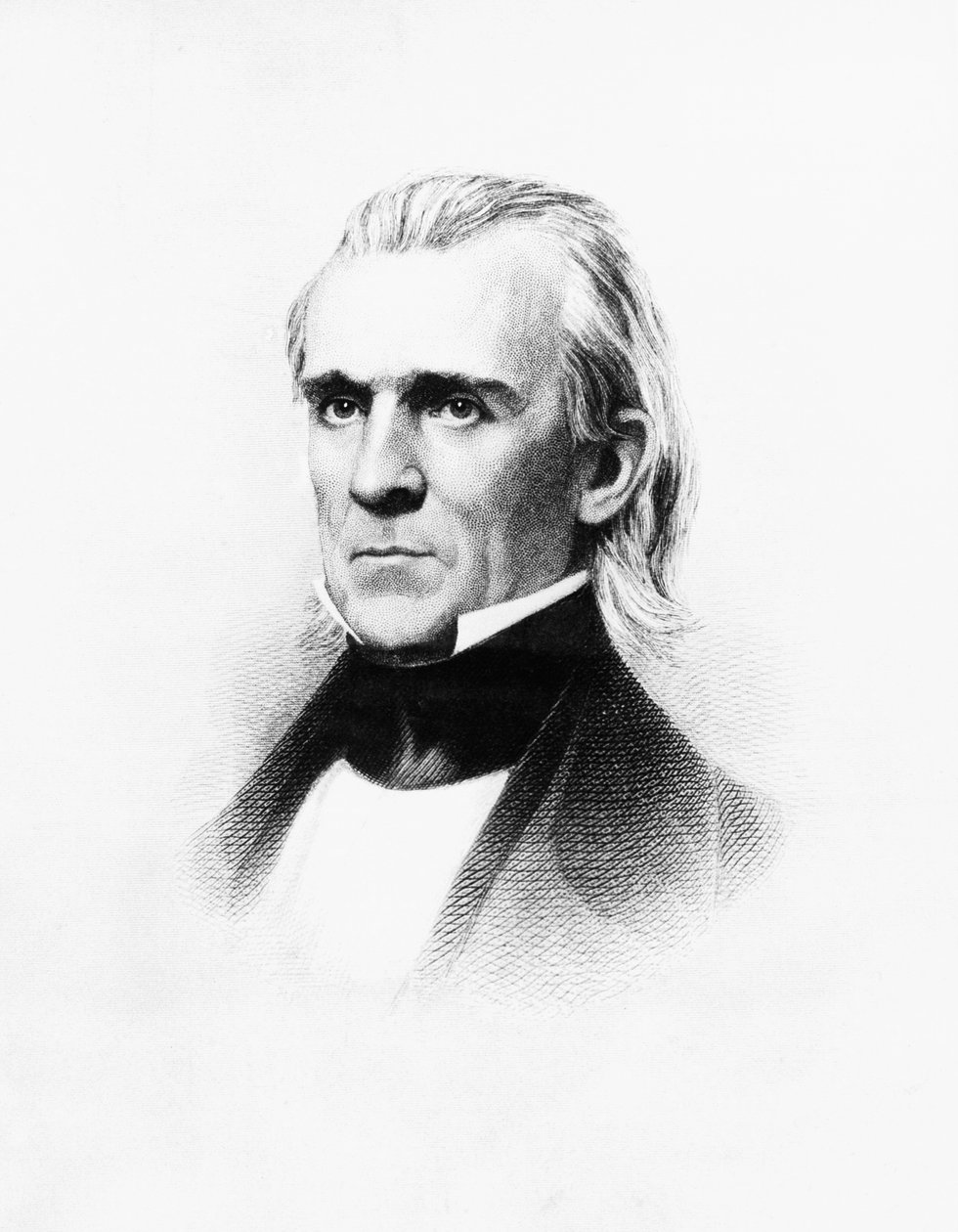Portrét Jamese Knoxe Polka (1795-1849), amerického právníka a politika, který sloužil jako 11. prezident Spojených států v letech 1845 až 1849, rytina po daguerrotypii od Mathewa Bradyho (1822-1896) od Walter Charles Mills