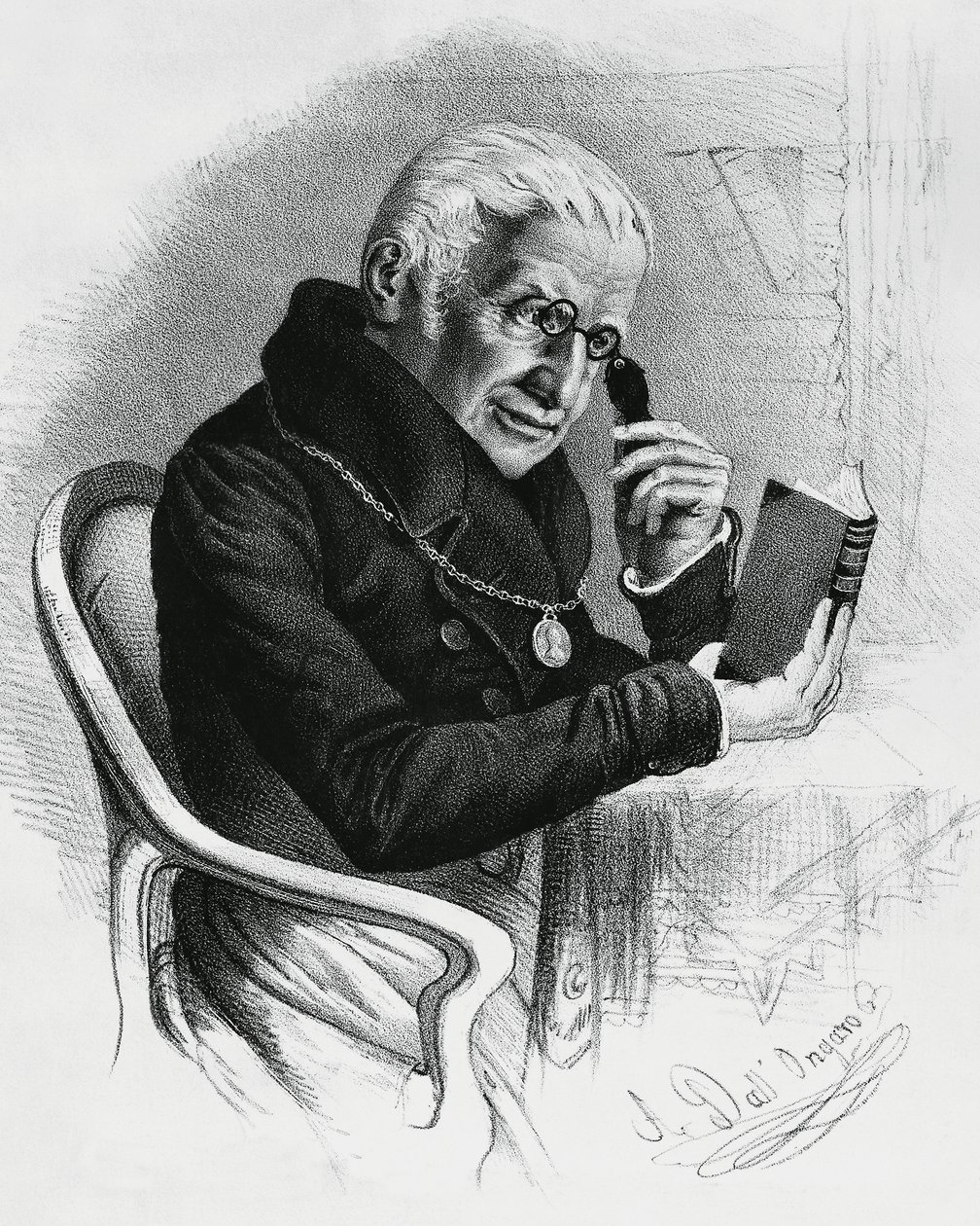 Portrét Lorenza Rondoliniho (1752-1844), italského lékaře a spisovatele, kresba Antonia Dall
