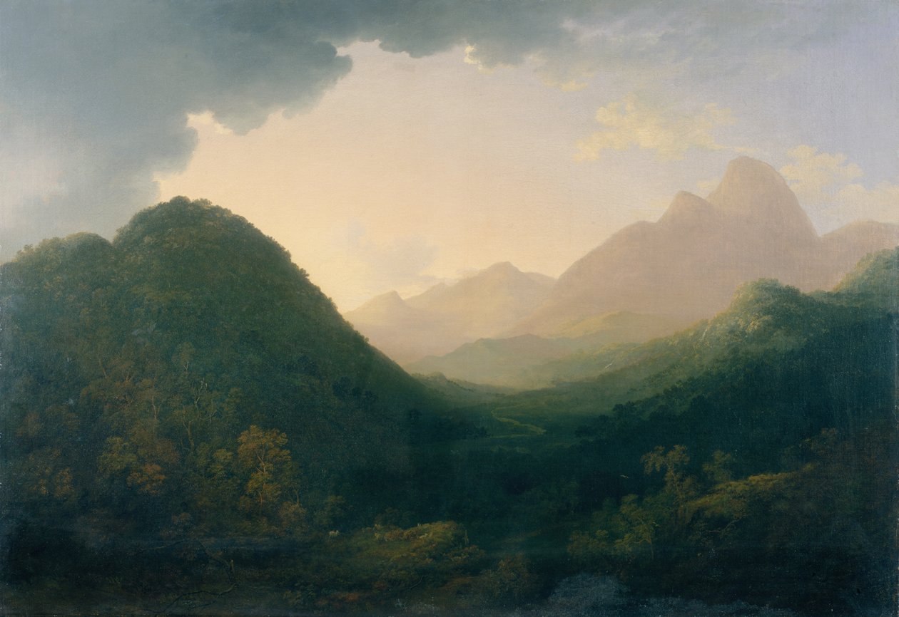 Pohled v Lake District, možná z údolí Duddon (ropa) od John (attr.to) Glover