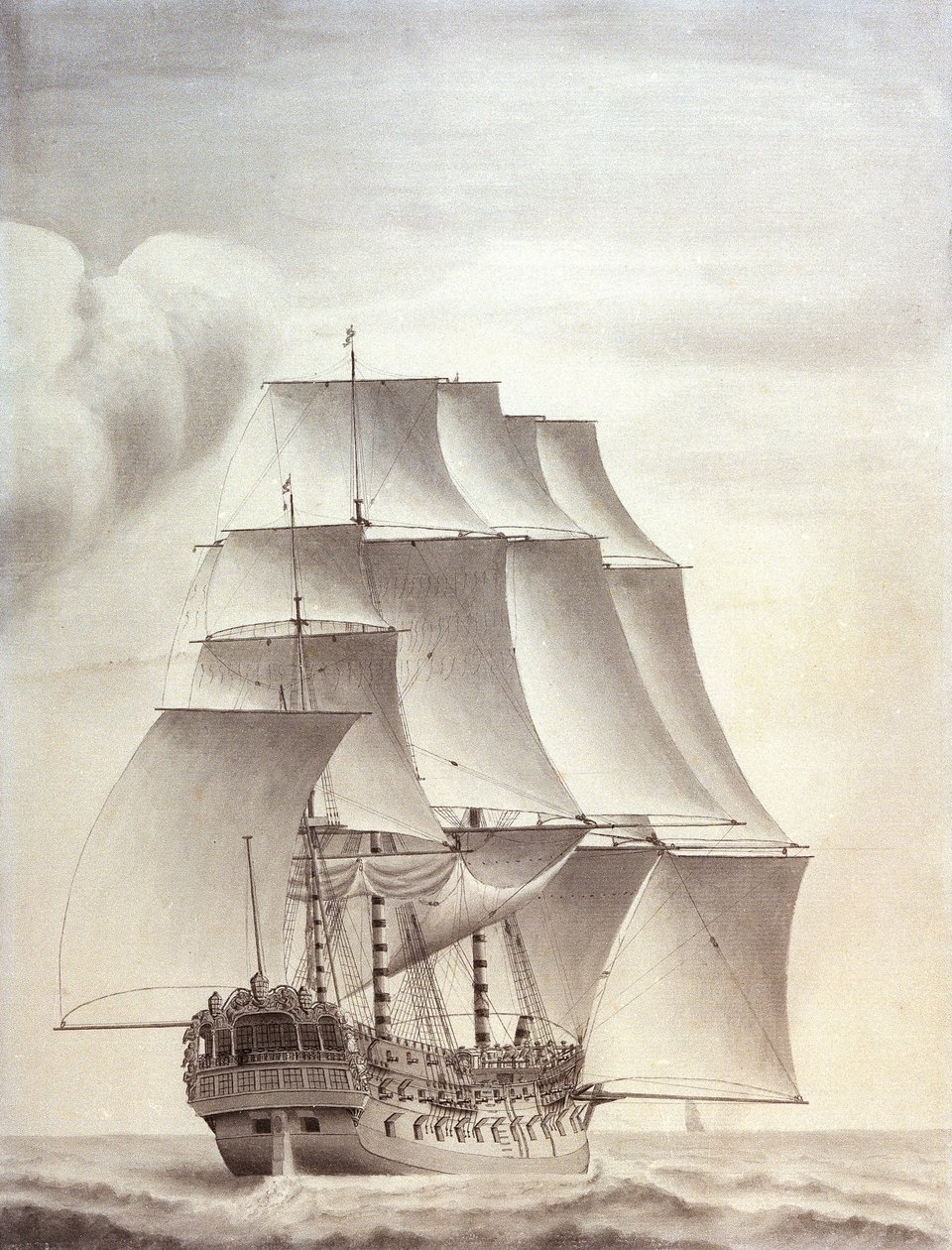 Portrét anglické lodi "Worcester" 60 děl od John (attr.to) Hood