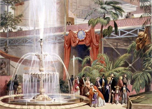Crystal Palace, Pohled v severní transeptu (barevné lito) od John Absolon