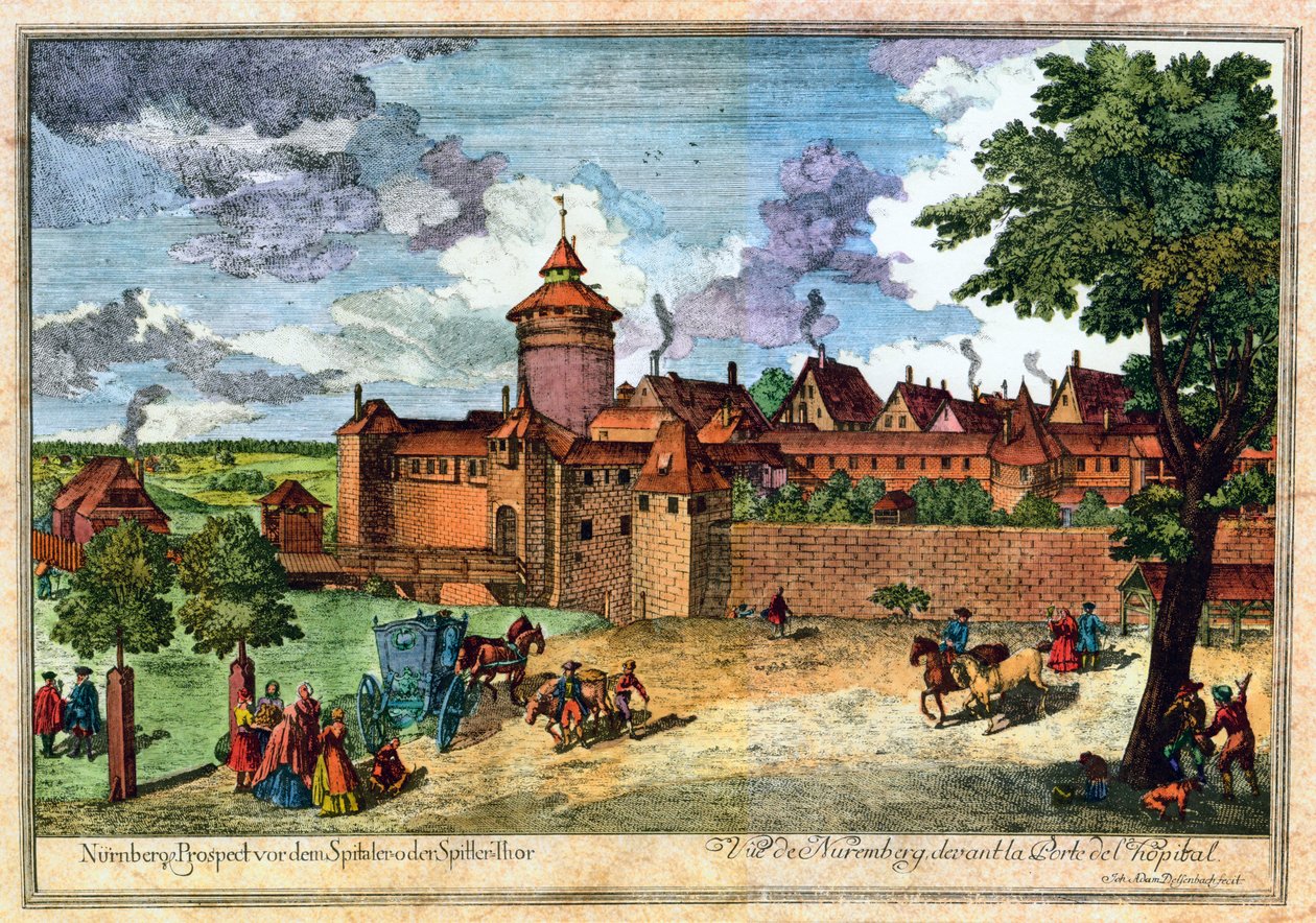 Brána nemocnice, Norimberk, Německo, 17. nebo 18. století. od John Adam