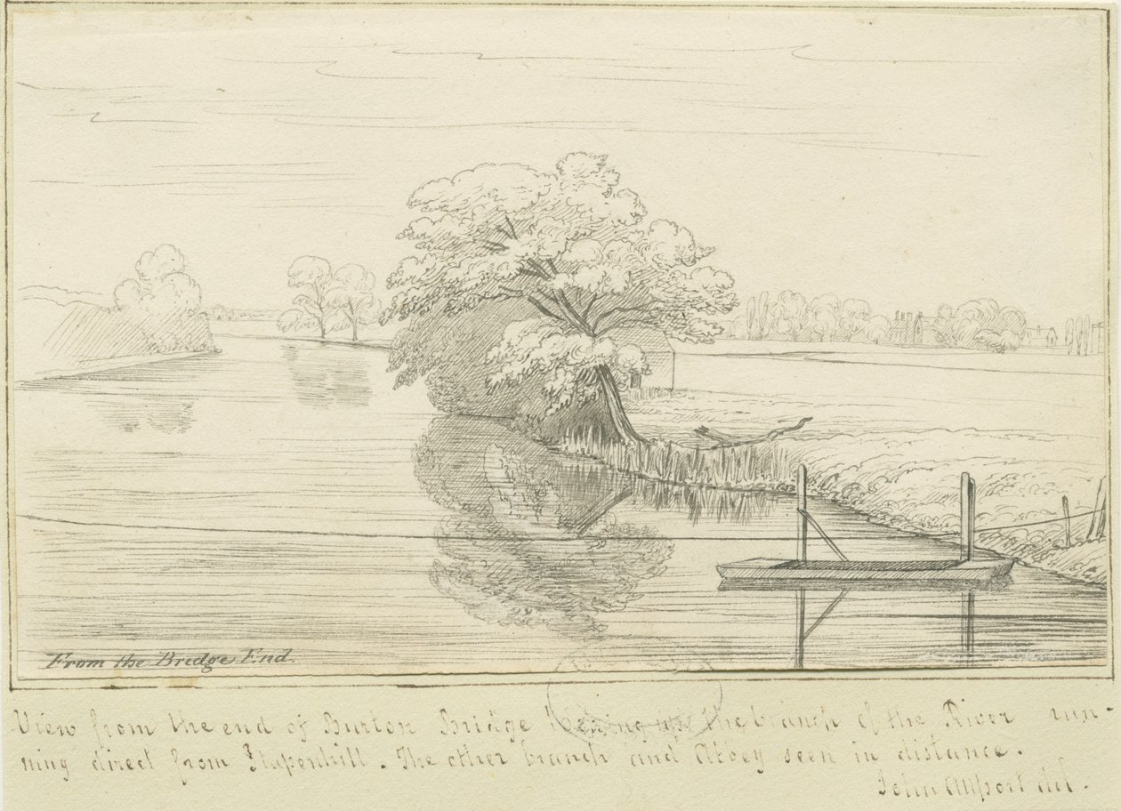 Burton-upon-Trent - Trent river: kresba perem a tuší, nd [1799-1854] (kresba) od John Allport