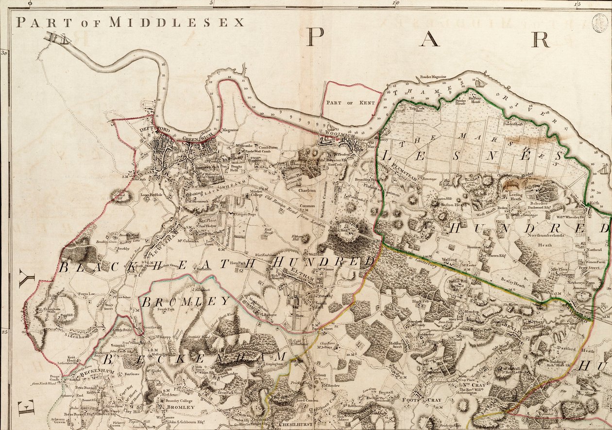 Mapa Greenwich - Erith, Londýn od John Andrews
