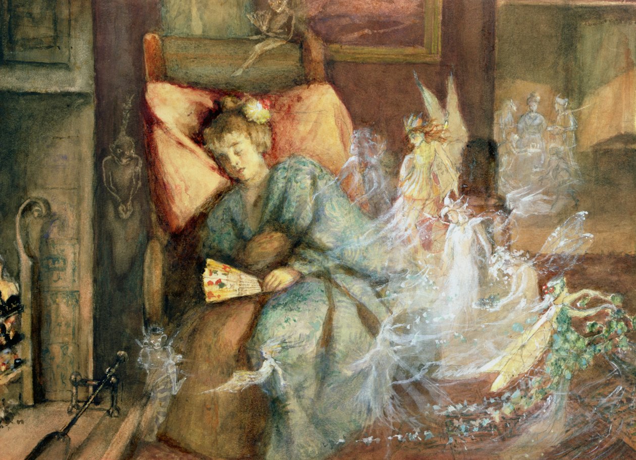 Snění (akvarel a tělová barva na papíře) od John Anster Fitzgerald