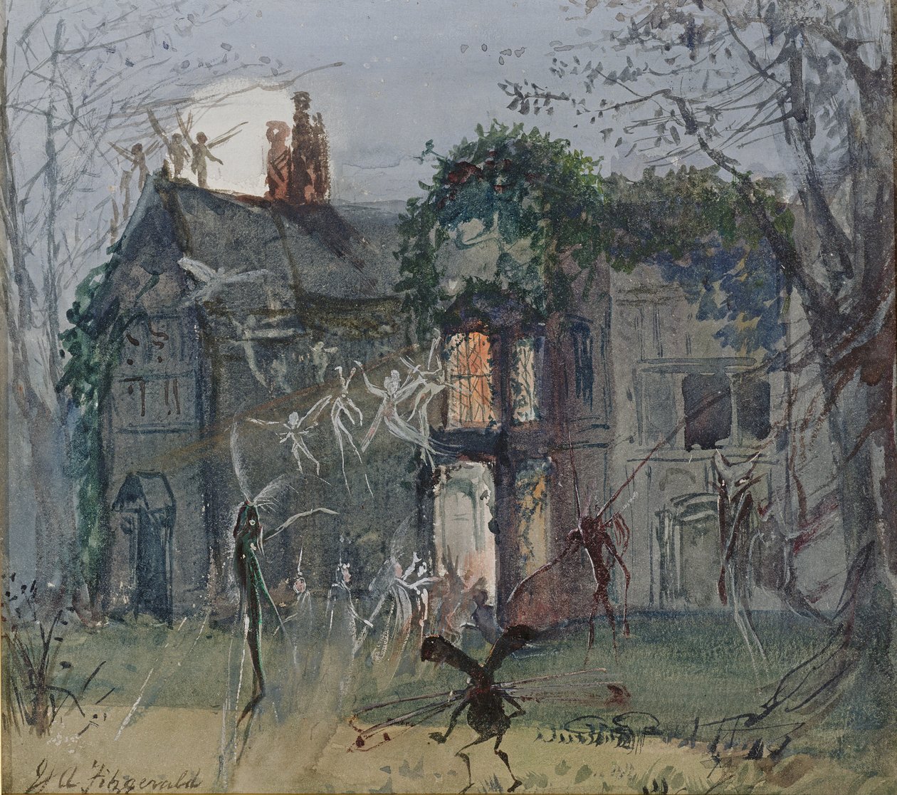 Stará síň, víly za měsíčního svitu od John Anster Fitzgerald