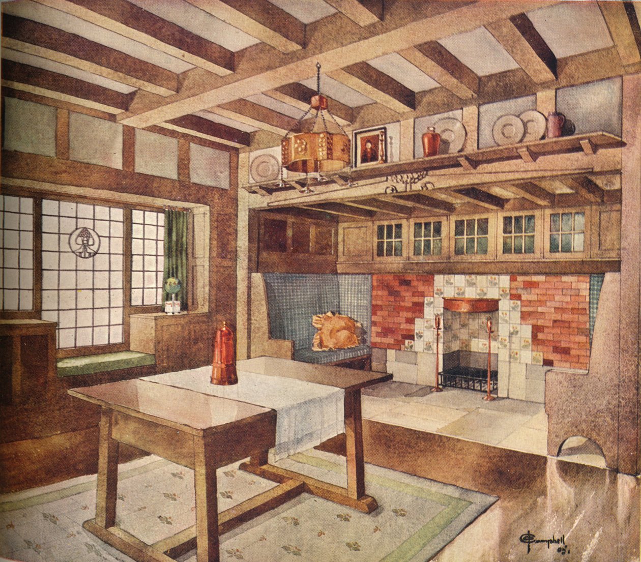 „Design pro obývací pokoj v malém domě“, c1900, 1905 od John Archibald Campbell