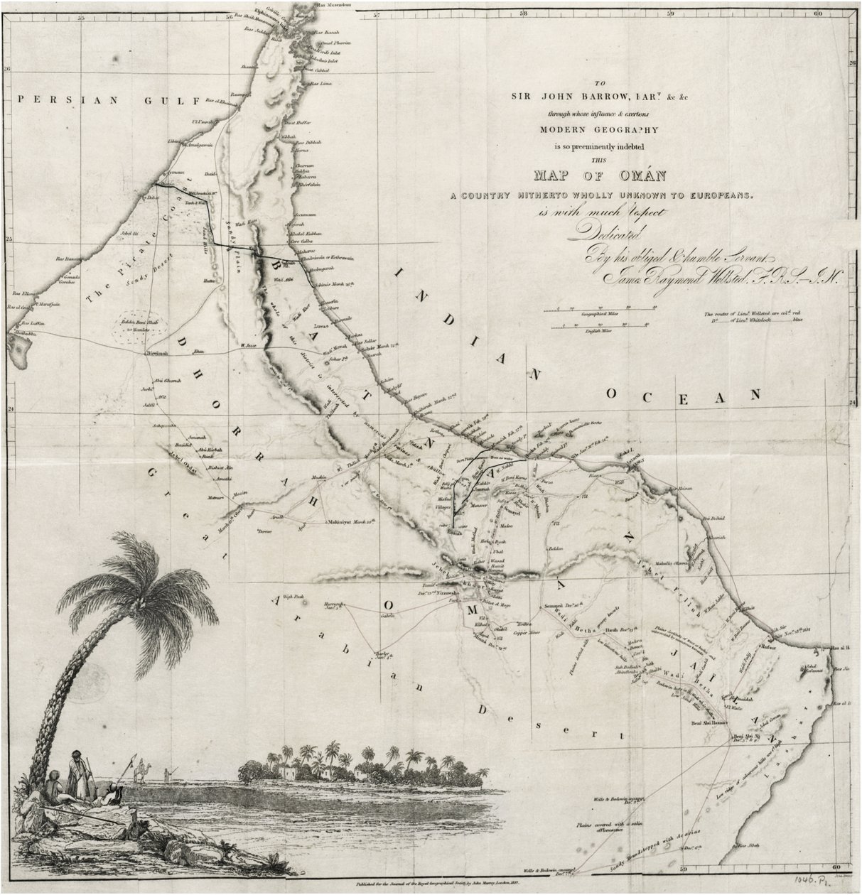 Mapa Ománu od John Arrowsmith