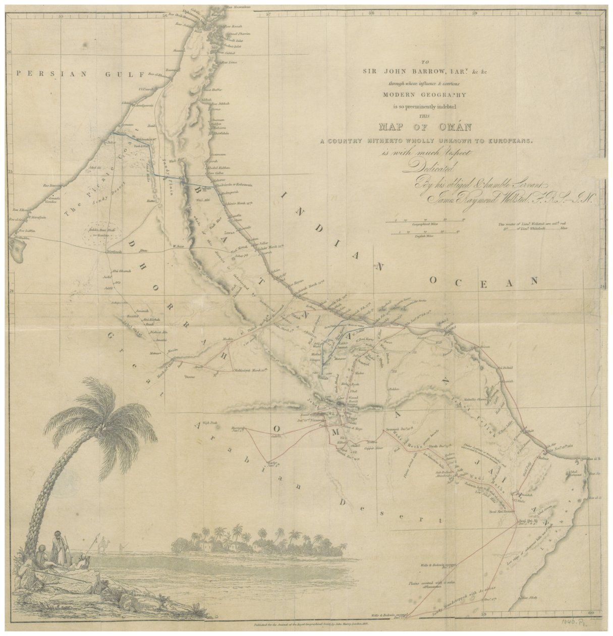Mapa Ománu od John Arrowsmith
