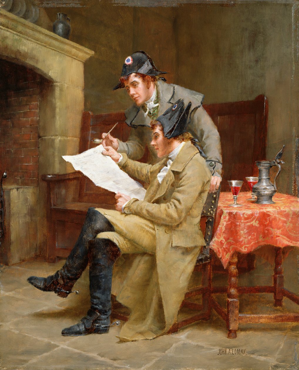 Uutiset armeijasta, n. 1900 (öljy paneelissa) od John Arthur Lomax