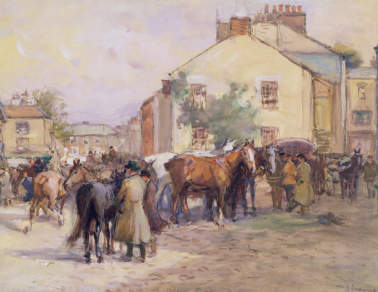 The Horse Fair (wc a tužka na papíře) od John Atkinson