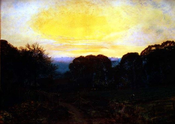 Zahradník kopající zelí při západu slunce od John Atkinson Grimshaw