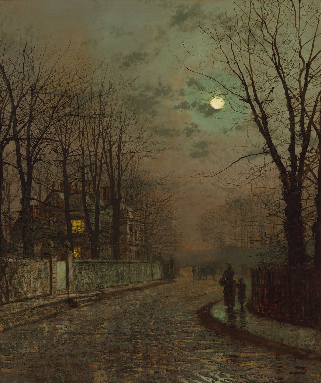Mokrá cesta, Knostrop, Yorkshire, John Atkinson Grimshaw, 1886 od John Atkinson Grimshaw