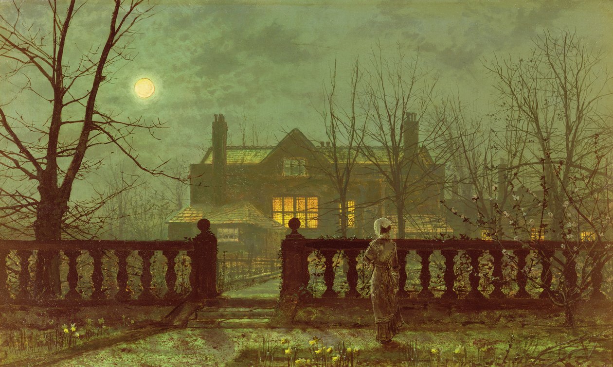 Dáma v zahradě za měsíčního svitu, 1882 od John Atkinson Grimshaw