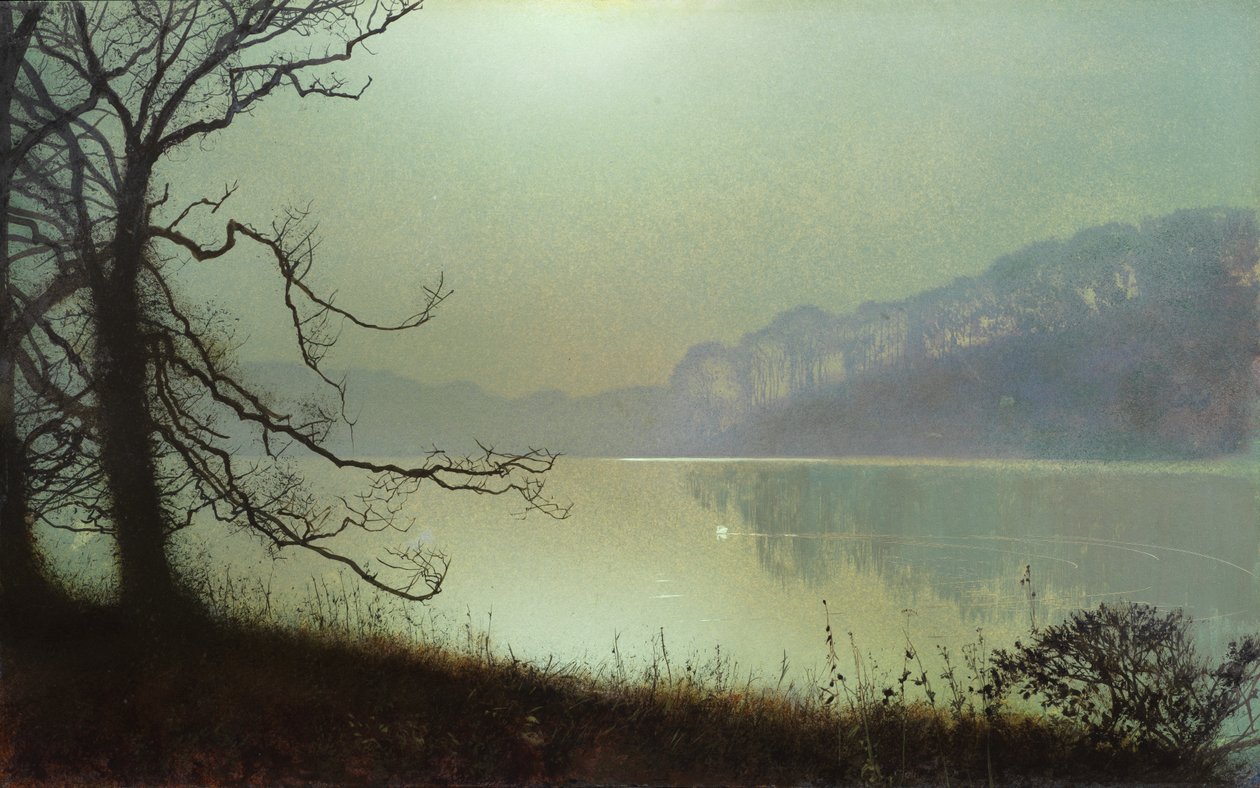 U jezera, měsíční svit (olej na kartě) od John Atkinson Grimshaw