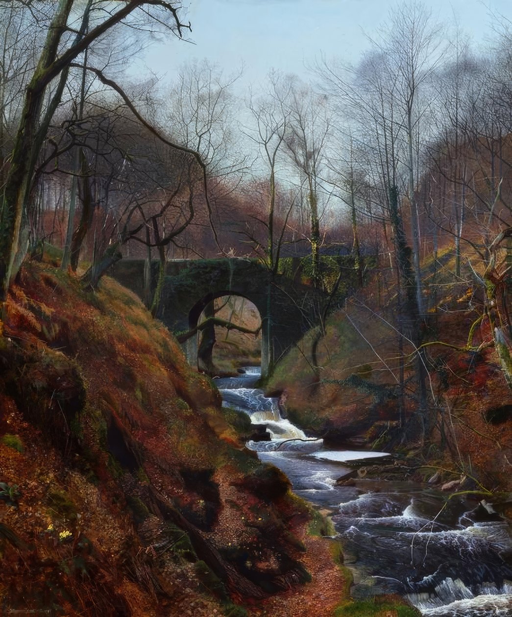 Barden, Ghyll Beck / Gemälde, 1867, v. J.A.Grimshaw od John Atkinson Grimshaw
