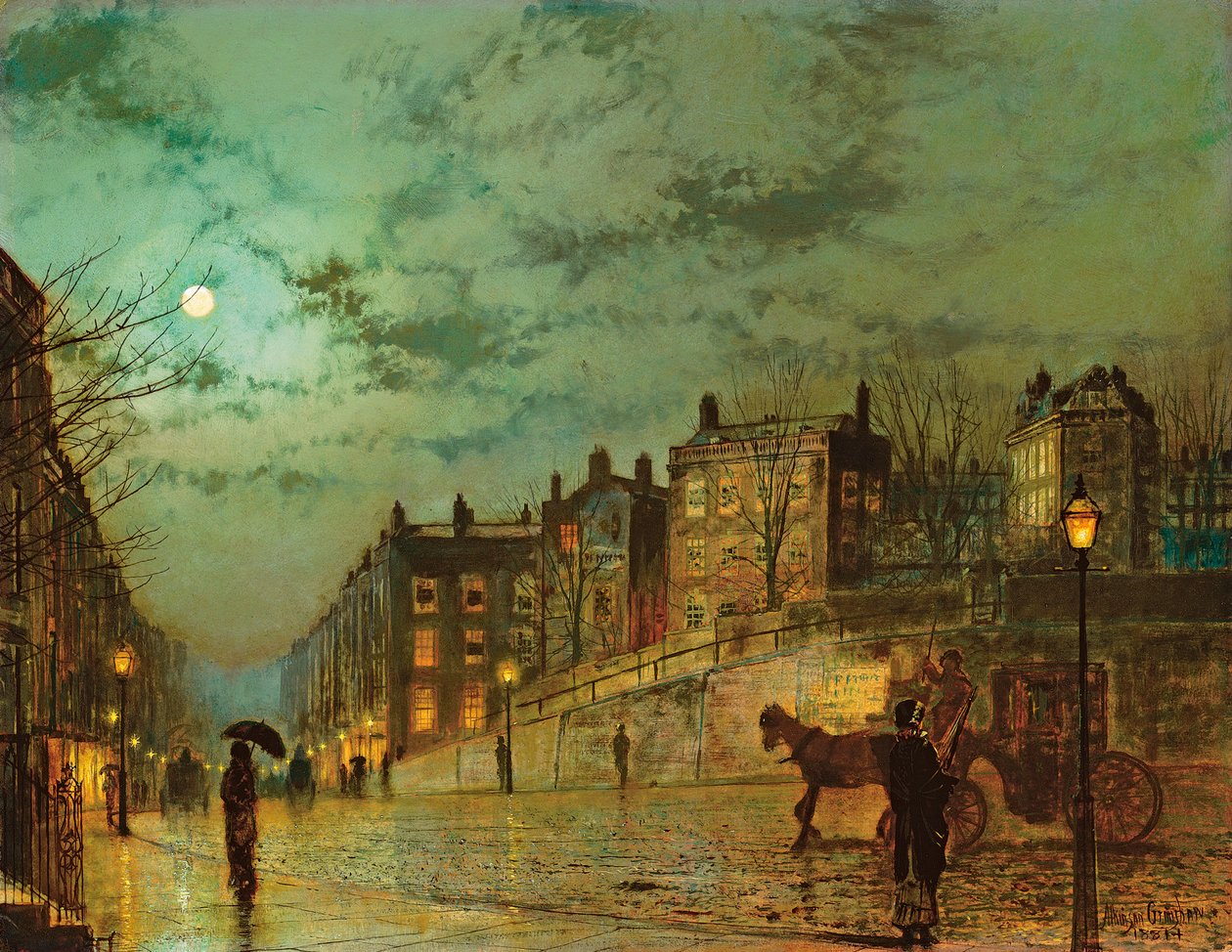 Hampstead Hill, Pohled dolů Heath Street, 1881 od John Atkinson Grimshaw