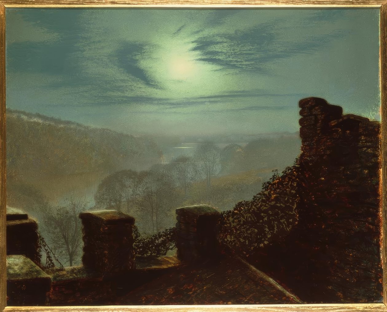 J.A.Grimshaw, Úplněk za cirrovým mrakem z Roundhay P. od John Atkinson Grimshaw