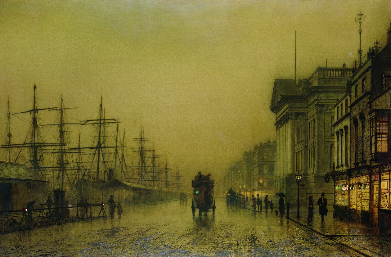 Celní dům a Salthouse Docks Liverpool, Liverpool od John Atkinson Grimshaw