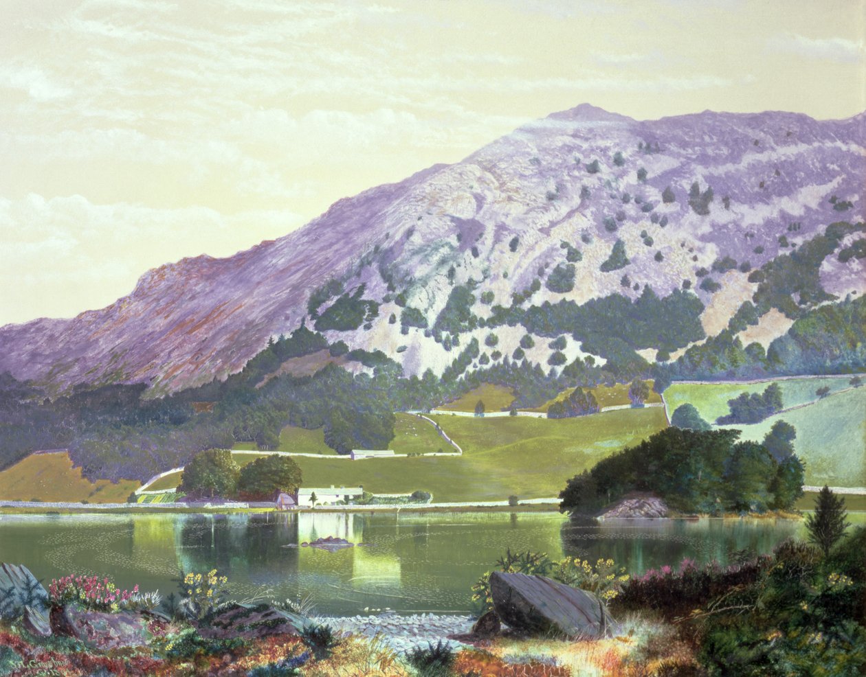 Nab Scar z jižní strany Rydal Water - Heather in Bloom, září 1864 od John Atkinson Grimshaw