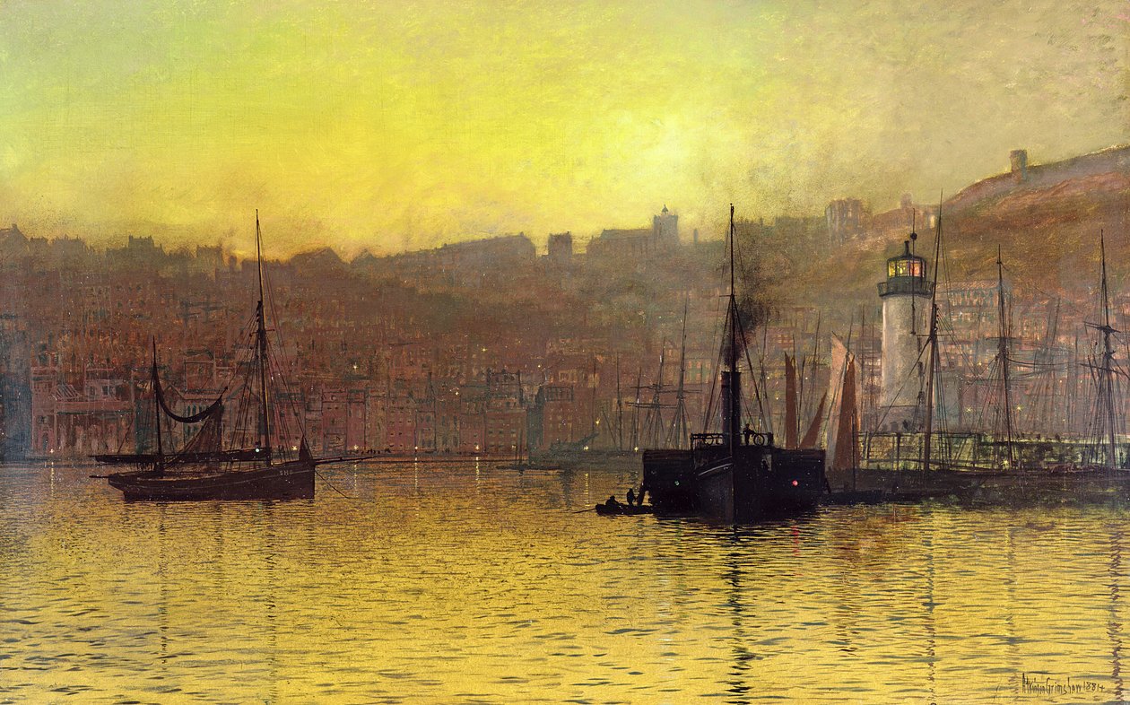 Soumrak v přístavu Scarborough od John Atkinson Grimshaw