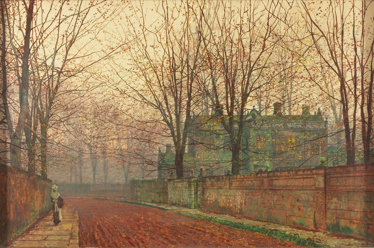 Listopadové ráno, Knostrop Hall, Leeds od John Atkinson Grimshaw
