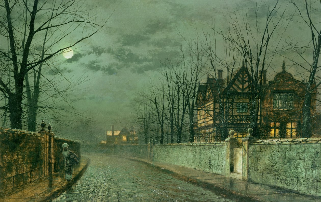 Old English House, Moonlight after Rain, 1883 od John Atkinson Grimshaw