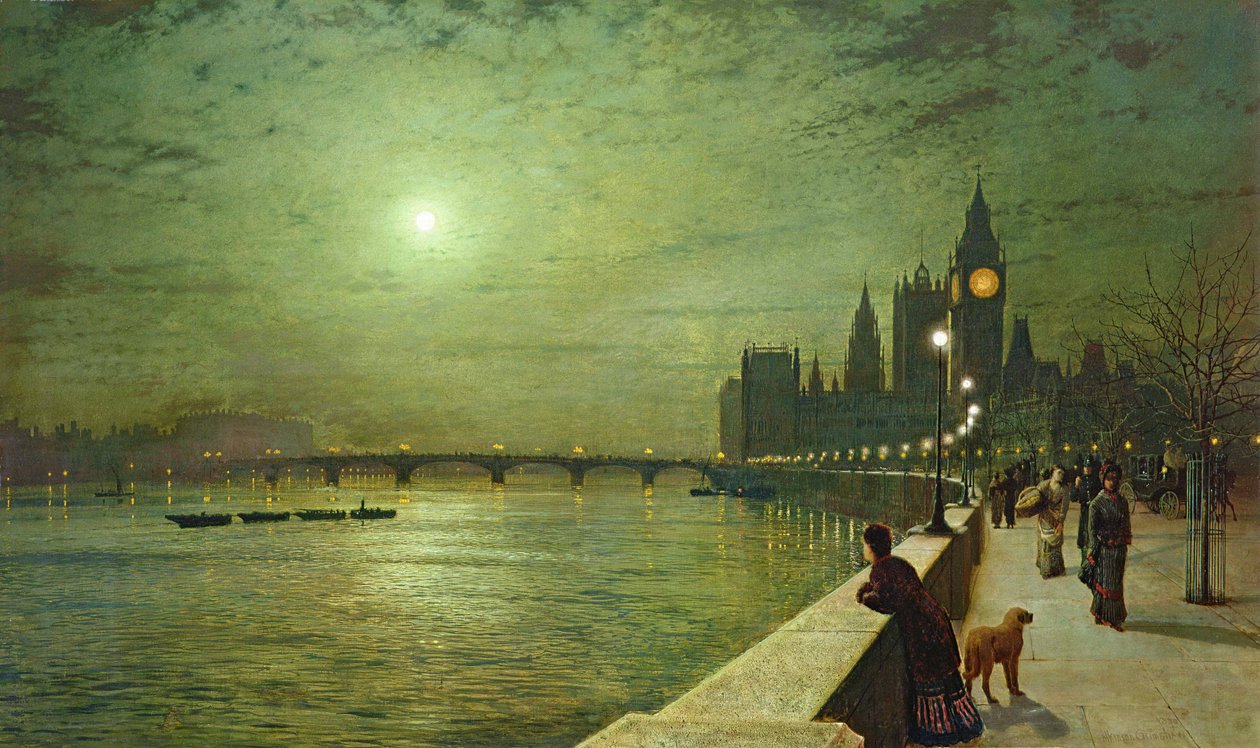 Úvahy o Temži, Westminster od John Atkinson Grimshaw