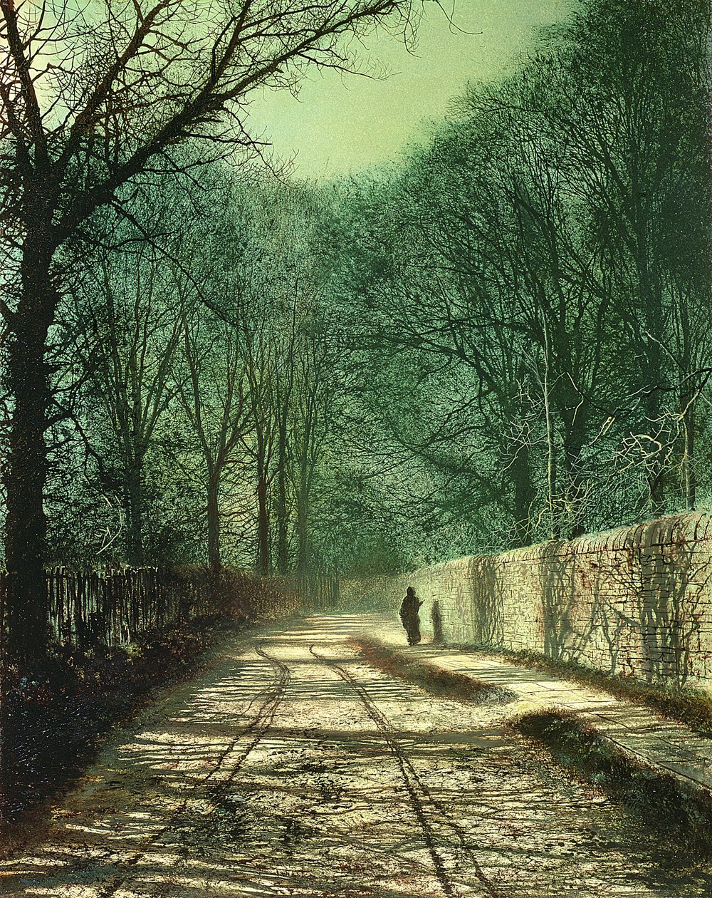 Stíny stromů na zdi parku, Roundhay, Leeds od John Atkinson Grimshaw