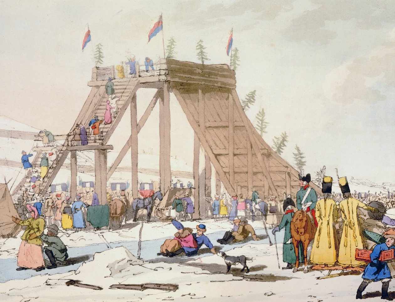 Ice Hill, leptaný umělcem, publikoval 1804 od John Augustus Atkinson
