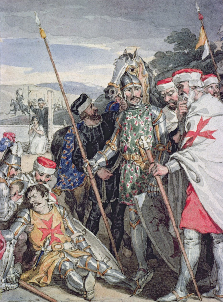 Ivanhoe od Sira Waltera Scotta: Smrt sira Briana de Bois-Guilberta od John Augustus Atkinson