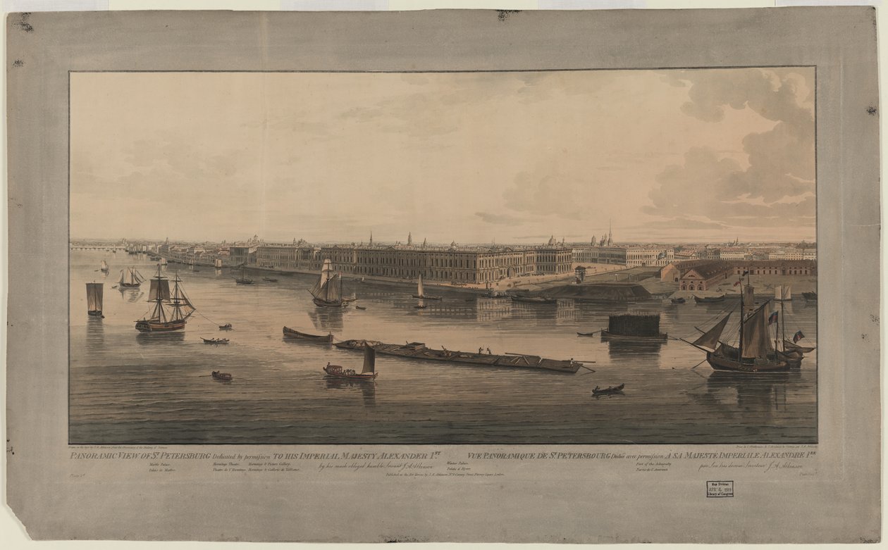Panoramatický pohled na Petrohrad, mezi 1805 a 1807 od John Augustus Atkinson