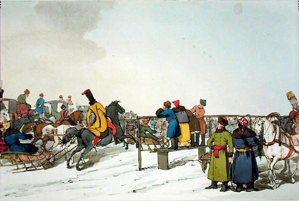 Závodní dráha, leptaná umělcem, vydáno 1804 (barevné lito) od John Augustus Atkinson