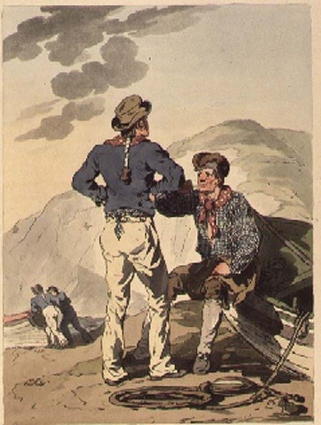 Námořníci z knihy "The Costume of Great Britain", rytina autora, vydali William Miller a James Walker od John Augustus Atkinson